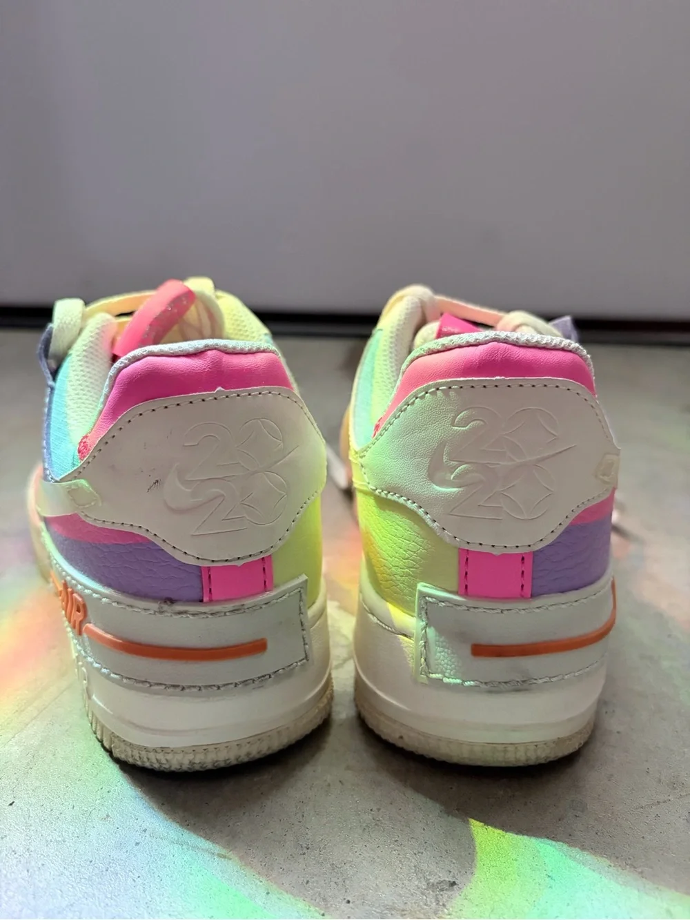 Nike Air White Sneakers with Pastel Rainbow Accents